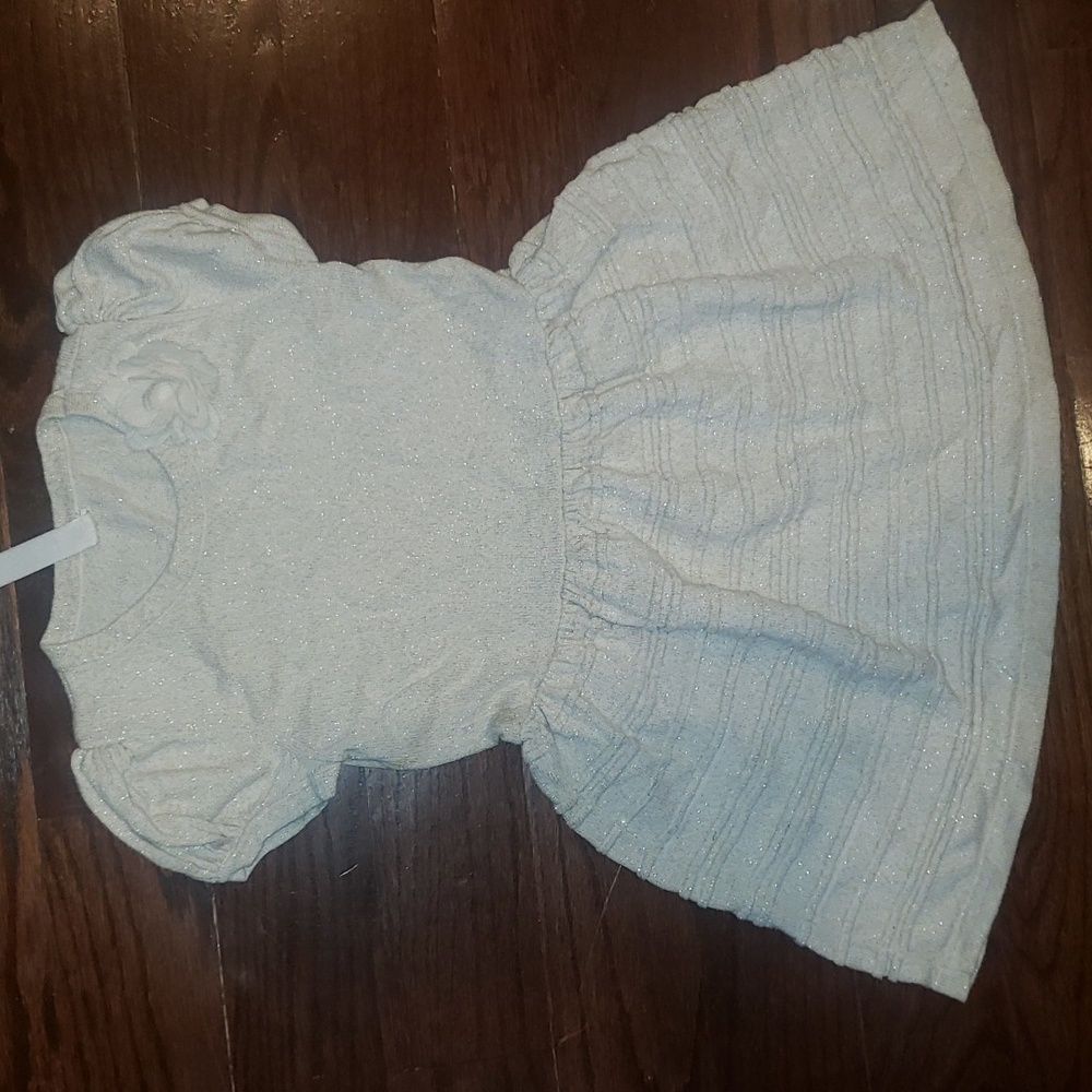 Girl's gold creme puff sleeve sweater dress 5 5T